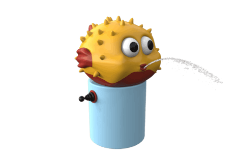1110 9965 Puffer Fish Coloured With Hand Pump Perspective